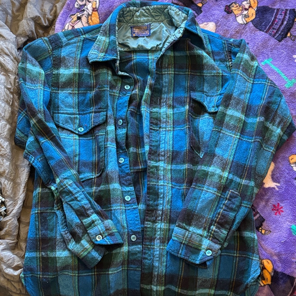 Pendleton Blue and Green Checkered Men's Shirt